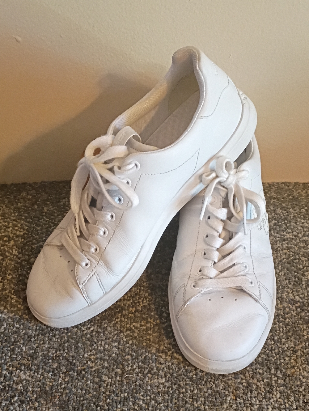 Tory Burch Double T Howell Court sneakers Classic Women’s White Lace-Up Size 9.5
